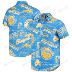 Los Angeles Chargers Powder Blue Thematic Button-Up Hawaiian Shirt