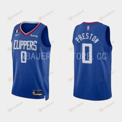 Los Angeles Clippers 0 Jason Preston 2022-23 Icon Edition Blue Men Jersey