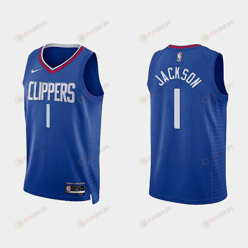 Los Angeles Clippers 1 Reggie Jackson 2022-23 Icon Edition Blue Men Jersey