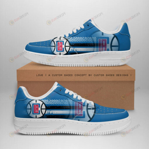 Los Angeles Clippers Logo Stripe Pattern Air Force 1 Printed In Blue