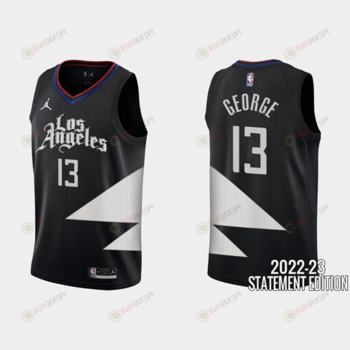 Los Angeles Clippers Paul George 13 Black 2022-23 Statement Edition Men Jersey