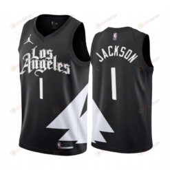 Los Angeles Clippers Reggie Jackson 1 2022-23 Statement Edition Black Jersey - Men Jersey