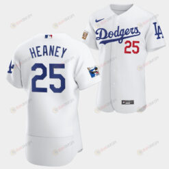 Los Angeles Dodgers Andrew Heaney White Jersey 25 Jackie Robinson 75th Anniversary 2022-23 Uniform