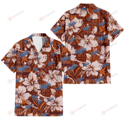 Los Angeles Dodgers Bisque Hibiscus Brown Pattern 3D Hawaiian Shirt