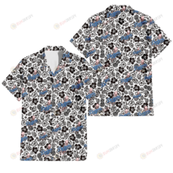Los Angeles Dodgers Black And White Hibiscus Leaf White Background 3D Hawaiian Shirt