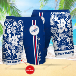 Los Angeles Dodgers Blue Floral Pattern Custom Name Hawaiian Shorts Summer Shorts Men Shorts - Print Shorts