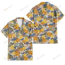 Los Angeles Dodgers Brown Yellow Hibiscus White Background 3D Hawaiian Shirt