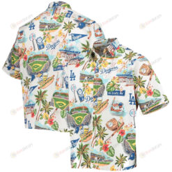 Los Angeles Dodgers Button-Up Scenic Hawaiian Shirt - White