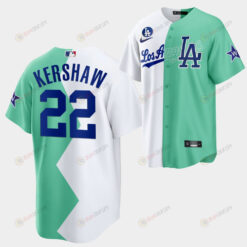 Los Angeles Dodgers Clayton Kershaw 2022-23 All-Star Celebrity Softball Game 22 White Green Jersey