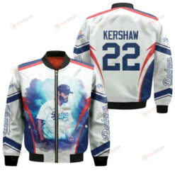Los Angeles Dodgers Clayton Kershaw 22 Team White For Dodgers Fans Kershaw Fans Bomber Jacket 3D Printed
