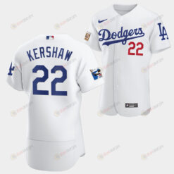 Los Angeles Dodgers Clayton Kershaw White Jersey 22 Jackie Robinson 75th Anniversary 2022-23 Uniform