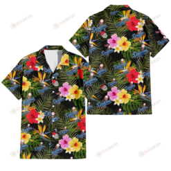 Los Angeles Dodgers Colorful Hibiscus Green Leaf Back Background 3D Hawaiian Shirt