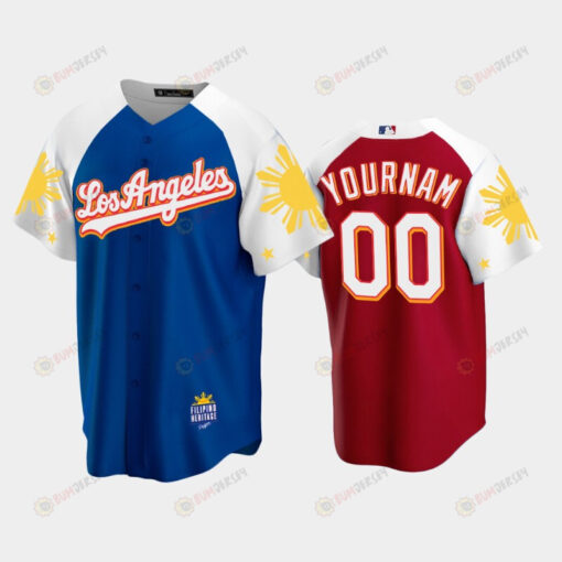 Los Angeles Dodgers Custom 00 2022-23 Royal Red Filipino Heritage Night Jersey