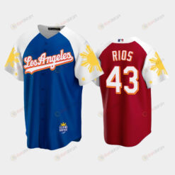 Los Angeles Dodgers Edwin Rios 43 2022-23 Royal Red Filipino Heritage Night Jersey