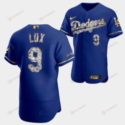 Los Angeles Dodgers Gavin Lux Royal Jersey 9 Golden Diamond 2022-23-23 Uniform