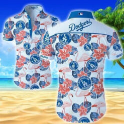 Los Angeles Dodgers Hibiscus Curved Hawaiian Shirt In White