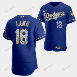 Los Angeles Dodgers Jake Lamb Royal Jersey 18 Golden Diamond 2022-23 Uniform