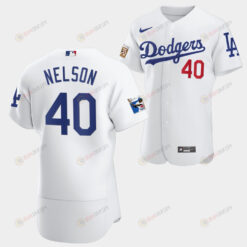 Los Angeles Dodgers Jimmy Nelson White Jersey 40 Jackie Robinson 75th Anniversary 2022-23 Uniform