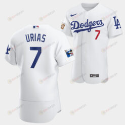 Los Angeles Dodgers Julio Urias White Jersey 7 Jackie Robinson 75th Anniversary 2022-23 Uniform