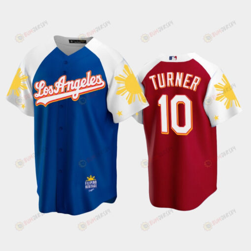 Los Angeles Dodgers Justin Turner 10 2022-23 Royal Red Filipino Heritage Night Jersey