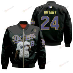 Los Angeles Dodgers Kobe Bryant 24 Black For Dodgers Fans Bomber Jacket 3D Printed
