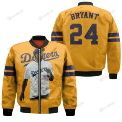 Los Angeles Dodgers Kobe Bryant 24 Team Yellow for Dodgers Fans Bomber Jacket 3D Printed