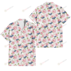 Los Angeles Dodgers Light Pink Hibiscus White Background 3D Hawaiian Shirt