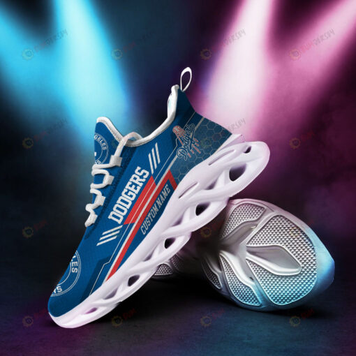 Los Angeles Dodgers Logo Beehive Pattern Custom Name 3D Max Soul Sneaker Shoes