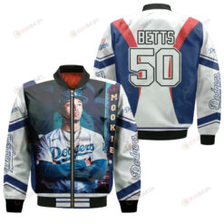 Los Angeles Dodgers Mookie Betts 50 Team White For Dodgers Fans Betts Fans Bomber Jacket 3D Printed