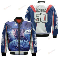 Los Angeles Dodgers Mookie Betts 50 White For Dodgers Fans Betts Fans Bomber Jacket 3D Printed