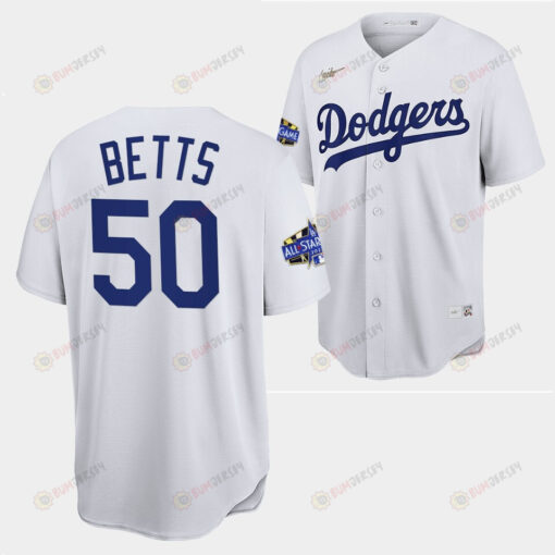 Los Angeles Dodgers Mookie Betts White Jersey 50 2022-23 All-Star Uniform