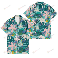 Los Angeles Dodgers Pastel Hibiscus Palm Leaf Tiny Dot Green Background 3D Hawaiian Shirt