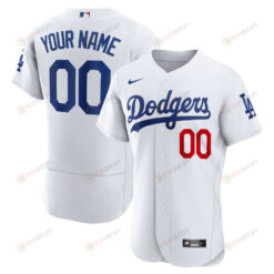 Los Angeles Dodgers Patch Elite Jersey Custom 00 - White