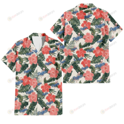 Los Angeles Dodgers Pink Coral Hibiscus Banana Leaf Beige Background 3D Hawaiian Shirt