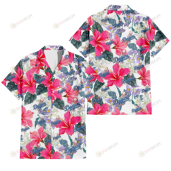 Los Angeles Dodgers Pink Hibiscus White Orchid White Background 3D Hawaiian Shirt