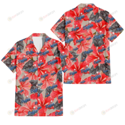 Los Angeles Dodgers Red Hibiscus Gray Leaf Gainsboro Background 3D Hawaiian Shirt