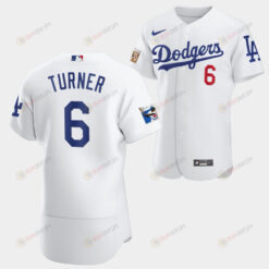 Los Angeles Dodgers Trea Turner White Jersey 6 Jackie Robinson 75th Anniversary 2022-23 Uniform