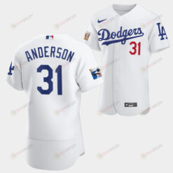 Los Angeles Dodgers Tyler Anderson White Jersey 31 Jackie Robinson 75th Anniversary 2022-23 Uniform