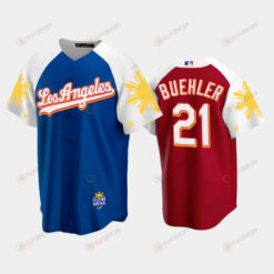 Los Angeles Dodgers Walker Buehler 21 2022-23 Royal Red Filipino Heritage Night Jersey