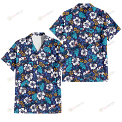 Los Angeles Dodgers White Hibiscus Ceramic Style Navy Background 3D Hawaiian Shirt