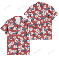 Los Angeles Dodgers White Hibiscus Indian Red Background 3D Hawaiian Shirt