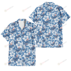 Los Angeles Dodgers White Hibiscus Light Blue Texture Background 3D Hawaiian Shirt