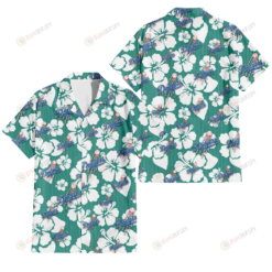 Los Angeles Dodgers White Hibiscus Turquoise Stripe Background 3D Hawaiian Shirt