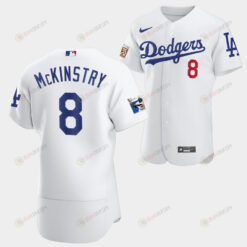 Los Angeles Dodgers Zach McKinstry White Jersey 8 Jackie Robinson 75th Anniversary 2022-23 Uniform