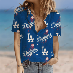 Los Angeles DodgersLogo Pattern Curved Hawaiian Shirt In Blue & White