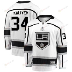 Los Angeles Kings Arthur Kaliyev 34 Away 2022 Stanley Cup Playoffs Breakaway Men Jersey - White