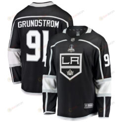 Los Angeles Kings Carl Grundstrom 91 Home 2022 Stanley Cup Playoffs Breakaway Men Jersey - Black