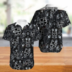 Los Angeles Kings Floral Pattern Curved Hawaiian Shirt In White & Black