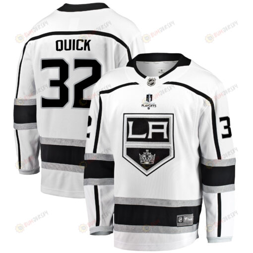 Los Angeles Kings Jonathan Quick 32 Away 2022 Stanley Cup Playoffs Breakaway Men Jersey - White