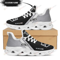 Los Angeles Kings Logo Custom Name Pattern 3D Max Soul Sneaker Shoes In Black And Gray